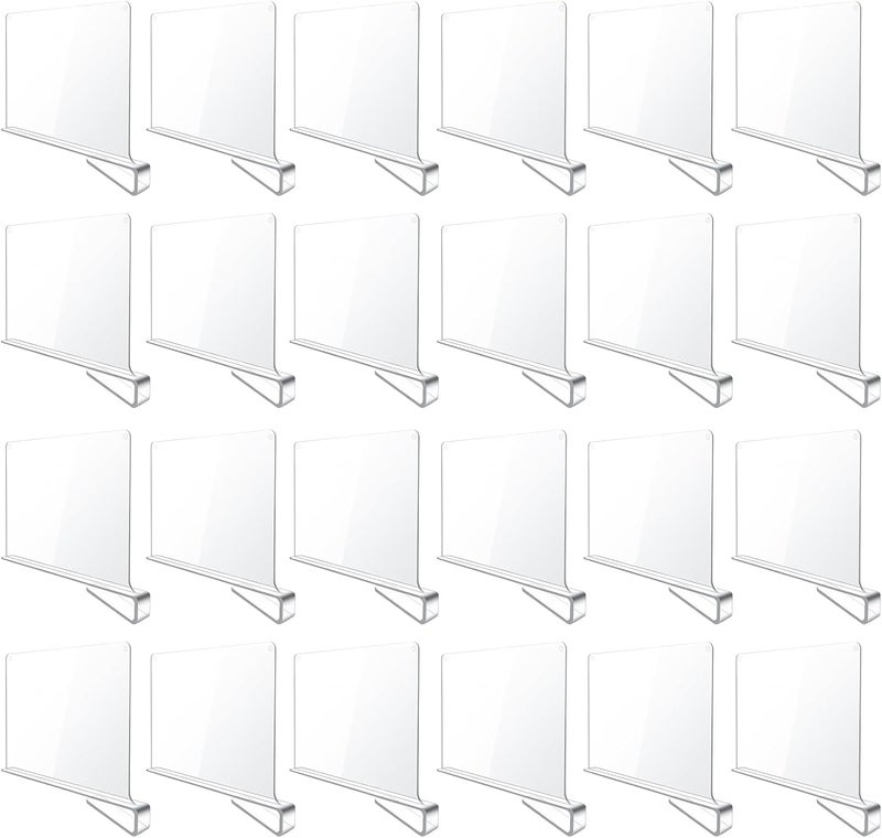 BAUMFEUER 24 Pack Clear Acrylic Shelf Dividers for Closet Shelf Organizer of Bedroom Kitchen Office Bathroom Organizer for Clothes Books Hats and Handbags - Image 1